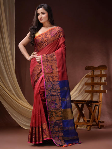 DESH BIDESH Floral Woven Design Zari Maheshwari Saree