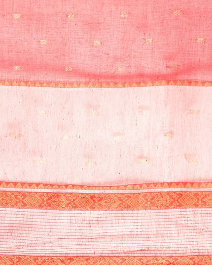 DESH BIDESH Red Ethnic Motifs Pure Cotton Taant Saree