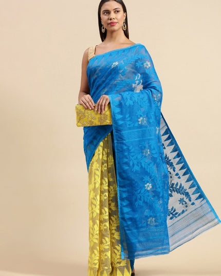 DESH BIDESH Floral Pure Cotton Taant Saree