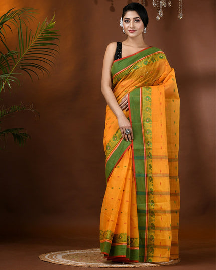 DESH BIDESH Paisley Woven Design Pure Cotton Taant Saree for Women