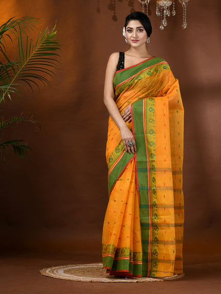 DESH BIDESH Paisley Woven Design Pure Cotton Taant Saree for Women