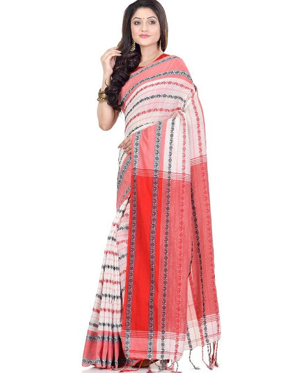 DESH BIDESH Woven Design Pure Cotton Traditional Taant Saree