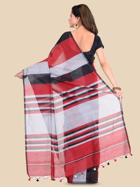 DESH BIDESH Striped Silk Cotton Saree