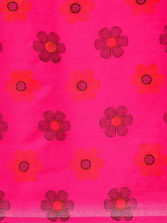 DESH BIDESH Floral Pure Cotton Taant Saree