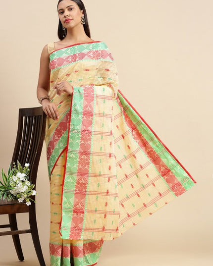DESH BIDESH Woven Design Pure Cotton Taant Saree