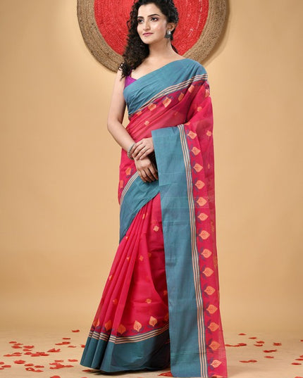 DESH BIDESH Ethnic Motifs Woven Design Pure Cotton Taant Saree