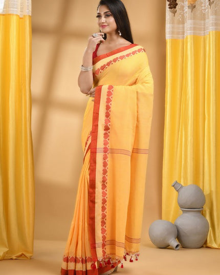 DESH BIDESH Bengali Pure Cotton Handloom Taant Saree, Traditional Indian Women's Attire