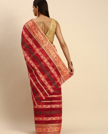 DESH BIDESH Woven Design Pure Cotton Taant Saree