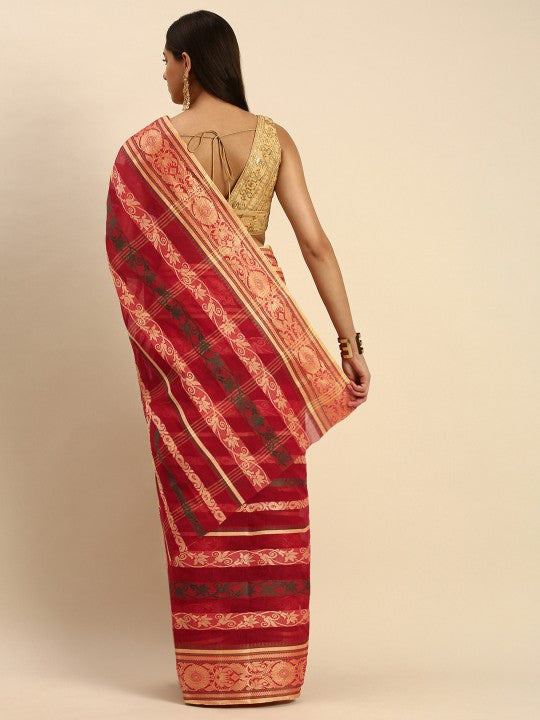 DESH BIDESH Woven Design Pure Cotton Taant Saree