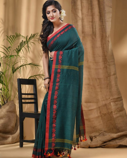 DESH BIDESH Ethnic Motifs Woven Design Pure Cotton Taant Saree