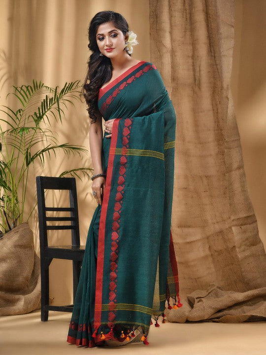 DESH BIDESH Ethnic Motifs Woven Design Pure Cotton Taant Saree