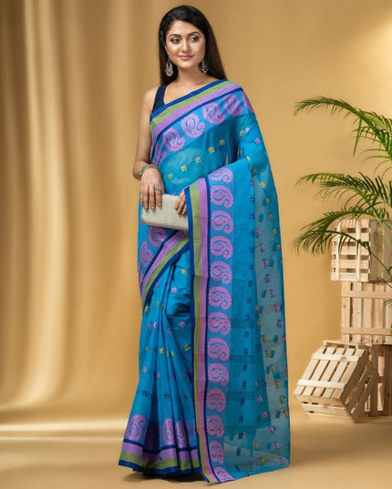DESH BIDESH Ethnic Motifs Woven Design Pure Cotton Taant Saree