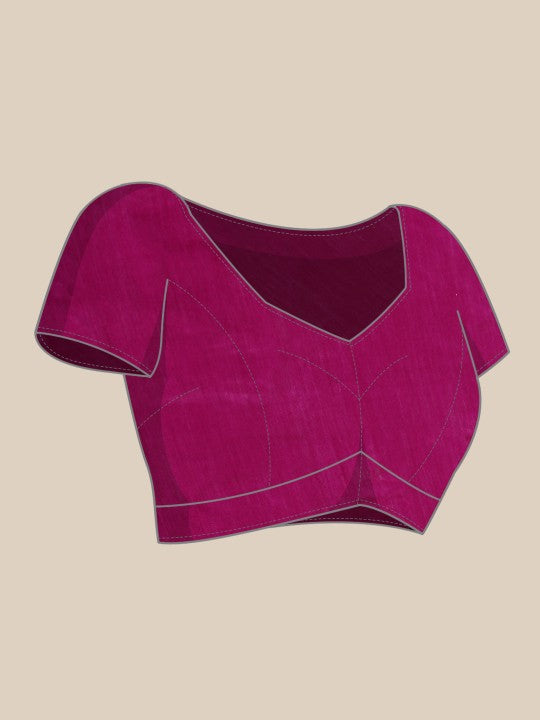 DESH BIDESH Pink & Silver Striped Ghicha Cotton Silk Saree with Unstitched Blouse
