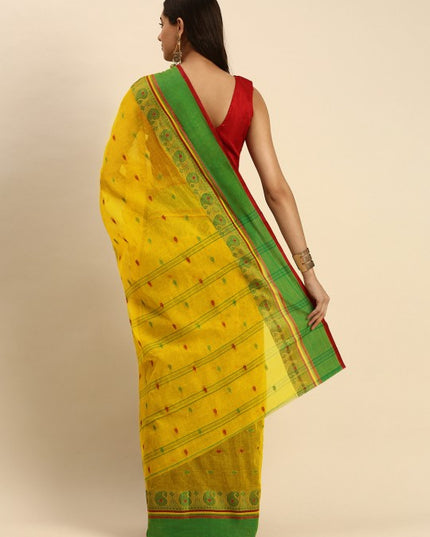 DESH BIDESH Woven Minakari Kolka Design Pure Cotton Bengal Taant Saree