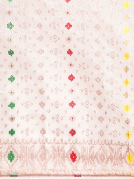 DESH BIDESH Woven Design Ethnic Motifs Pure Cotton Jamdani Saree