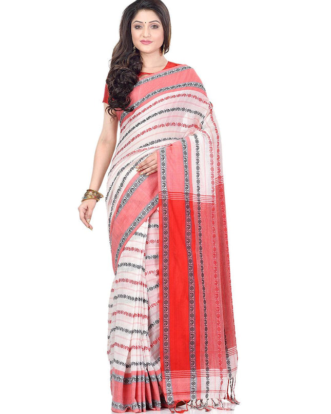 DESH BIDESH Woven Design Pure Cotton Traditional Taant Saree