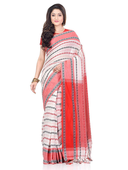 DESH BIDESH Woven Design Pure Cotton Traditional Taant Saree