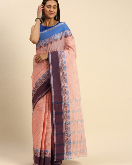 DESH BIDESH Woven Design Pure Cotton Taant Saree