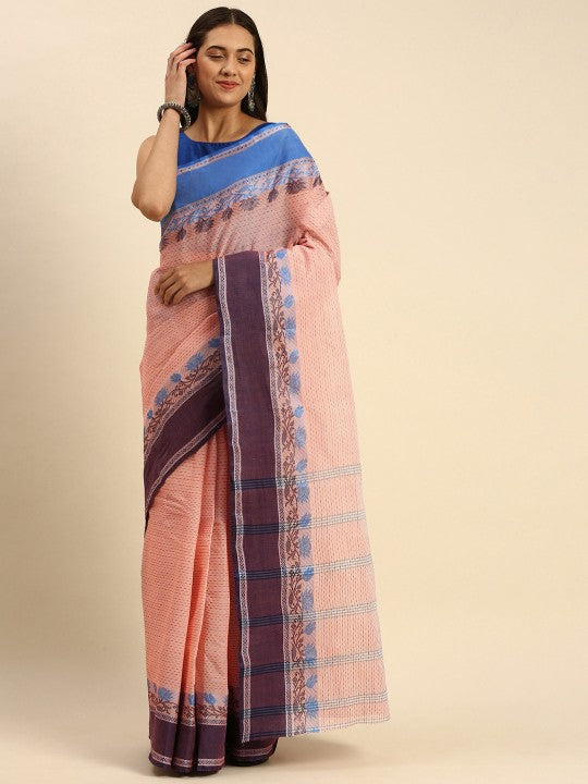 DESH BIDESH Woven Design Pure Cotton Taant Saree