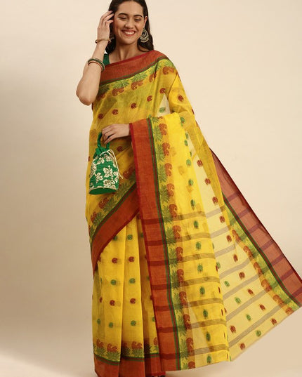 DESH BIDESH Woven Design Pure Cotton Taant Saree