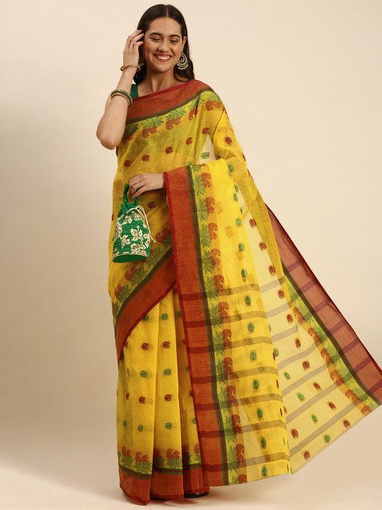 DESH BIDESH Woven Design Pure Cotton Taant Saree