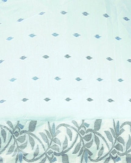 DESH BIDESH Blue & White Ethnic Motifs Pure Cotton Taant Saree