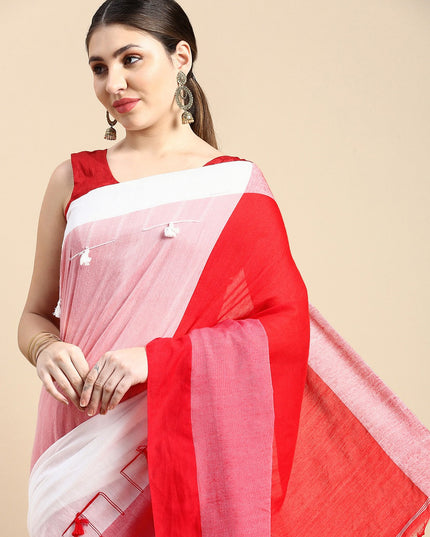 DESH BIDESH Colourblocked Pure Cotton Taant Saree