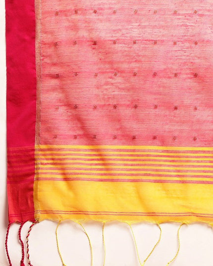 DESH BIDESH Yellow Solid Pure Cotton Taant Saree