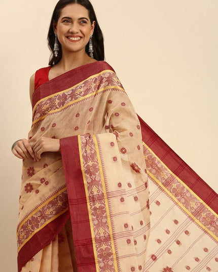 DESH BIDESH Woven Design Pure Cotton Taant Saree