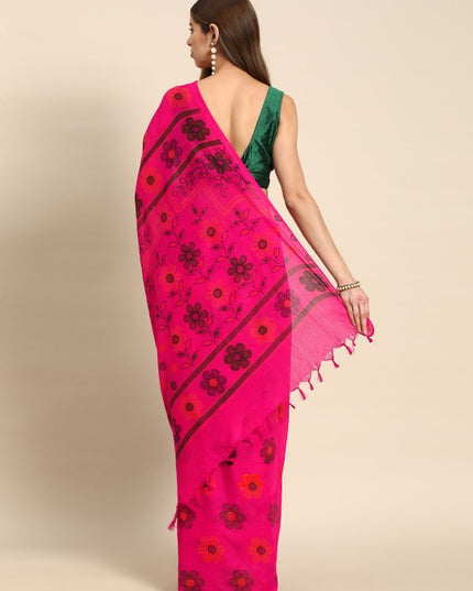 DESH BIDESH Floral Pure Cotton Taant Saree