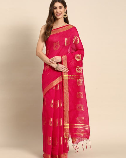 DESH BIDESH Ethnic Motifs Zari Taant Saree