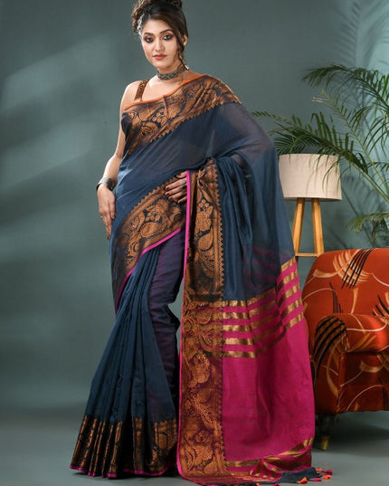 DESH BIDESH Zari Silk Cotton Kanjeevaram Saree