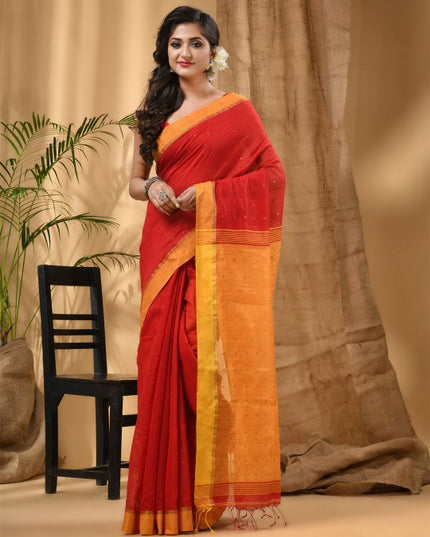 DESH BIDESH Ethnic Motifs Sequinned Taant Saree