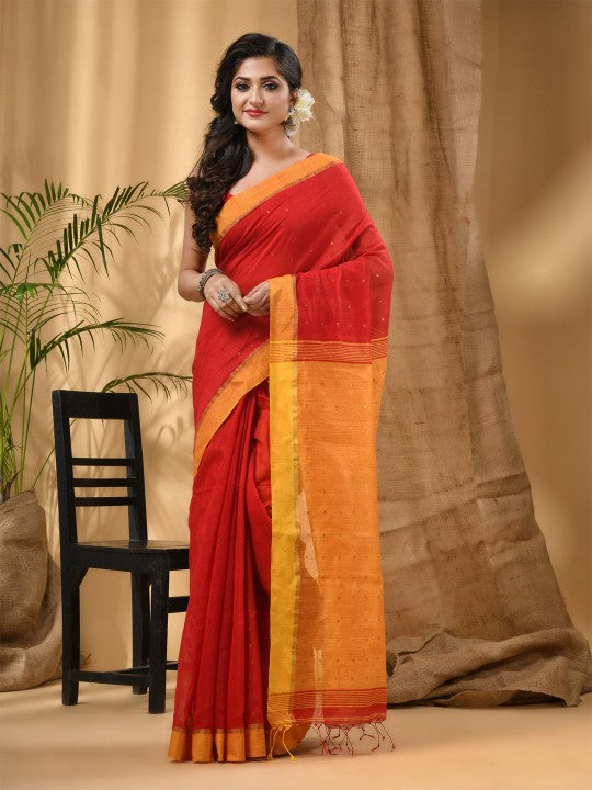 DESH BIDESH Ethnic Motifs Sequinned Taant Saree