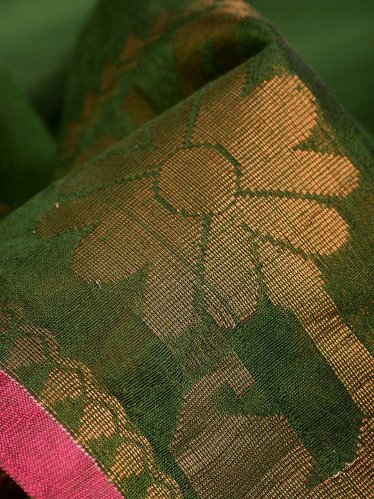 DESH BIDESH Women's Woven Design Zari Cotton Silk Saree