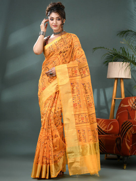 DESH BIDESH Warli Printed Bandhani Saree - Sarees for Women 35203541