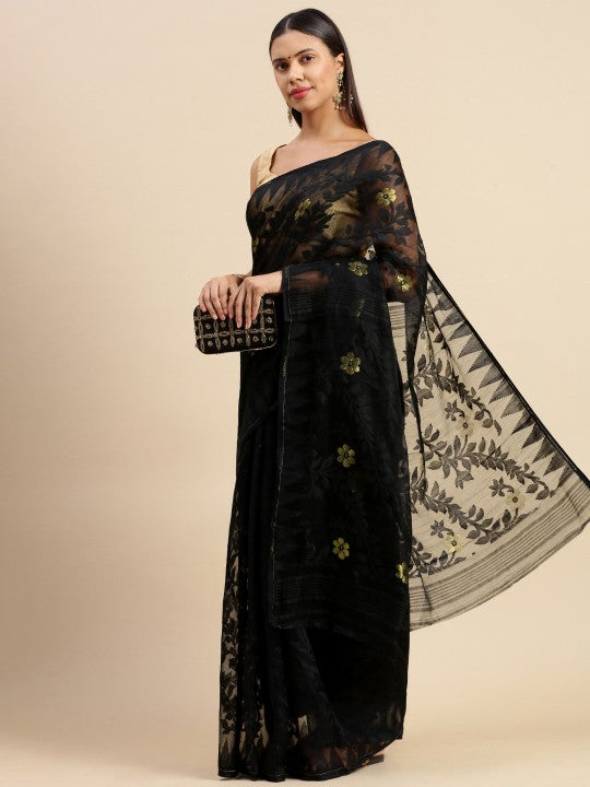 DESH BIDESH Floral Pure Cotton Taant Saree