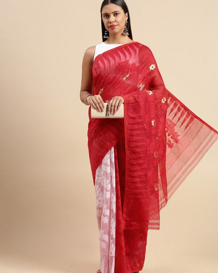 DESH BIDESH Floral Pure Cotton Taant Saree