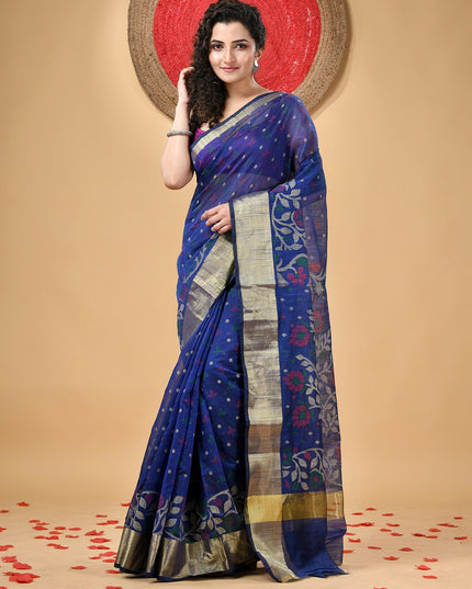 DESH BIDESH Exquisite Floral Woven Zari Saree for Women - Elegant Festive Indian Attire