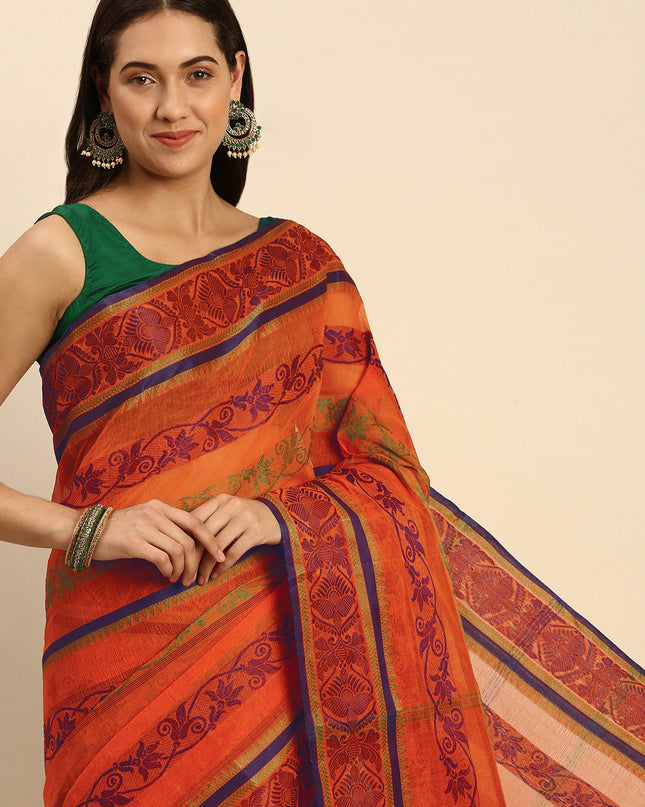 DESH BIDESH Woven Design Pure Cotton Taant Saree