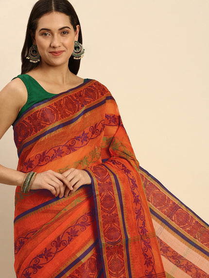 DESH BIDESH Woven Design Pure Cotton Taant Saree