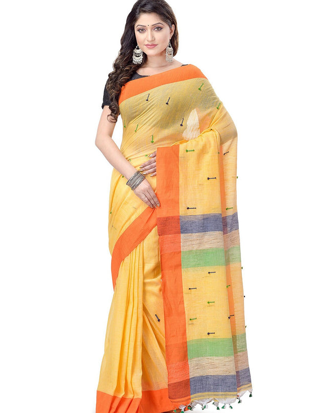 DESH BIDESH Woven Design Pure Cotton Traditional Taant Saree