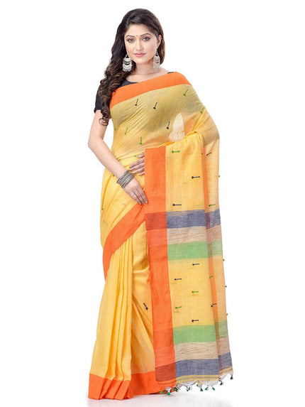 DESH BIDESH Woven Design Pure Cotton Traditional Taant Saree
