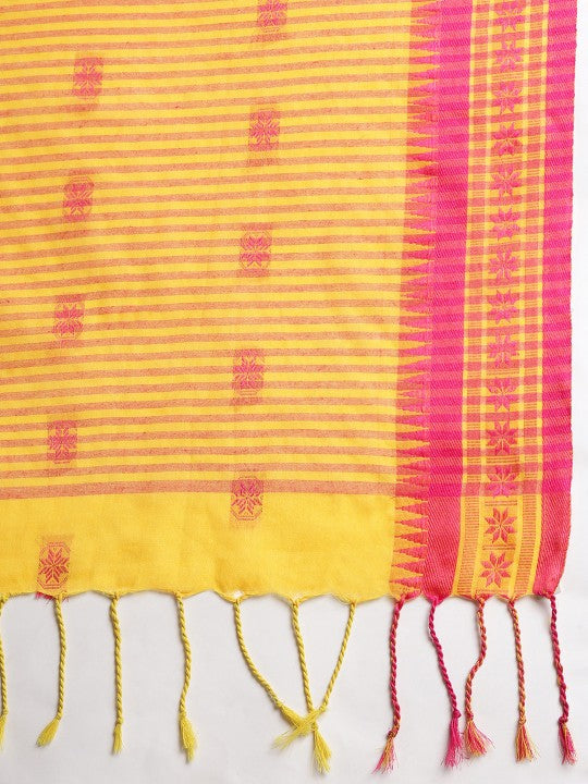 DESH BIDESH Woven Design Ethnic Motifs Pure Cotton Taant Saree