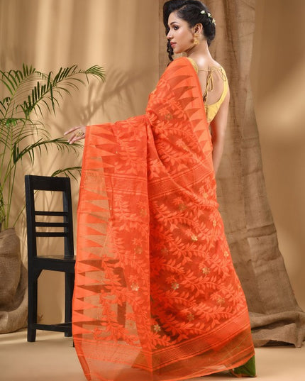 DESH BIDESH Geometric Woven Design Pure Cotton Taant Saree