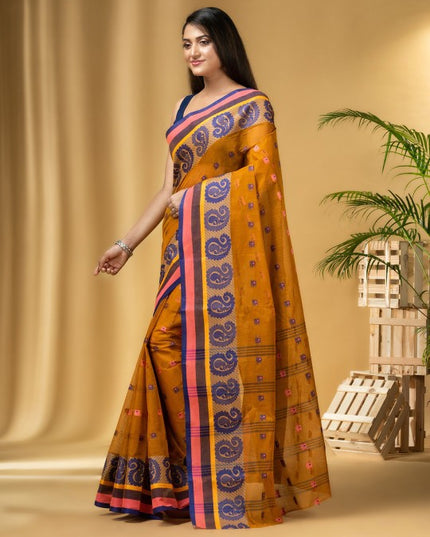 DESH BIDESH Ethnic Motifs Woven Design Pure Cotton Taant Saree
