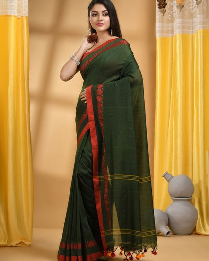 DESH BIDESH Bengali Zari Pure Cotton Handloom Taant Saree