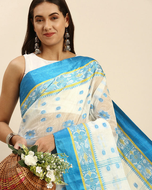 DESH BIDESH Woven Design Pure Cotton Taant Saree