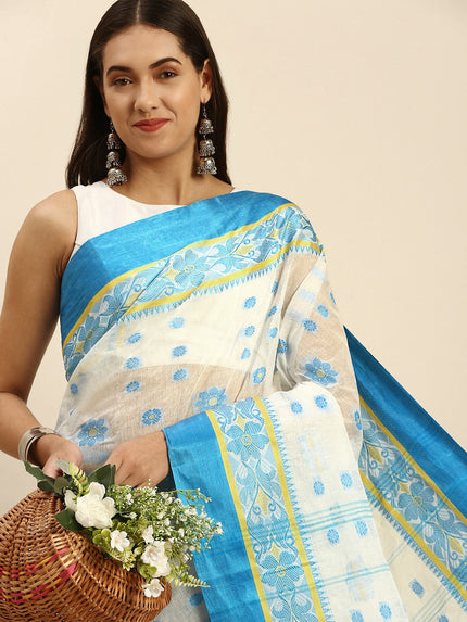 DESH BIDESH Woven Design Pure Cotton Taant Saree