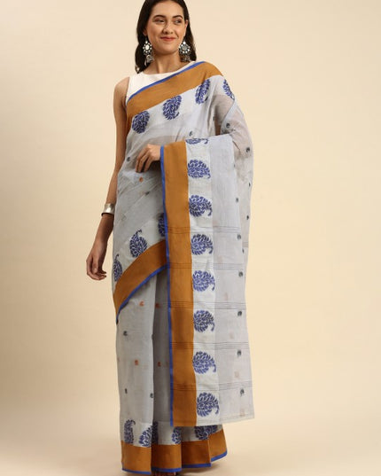 DESH BIDESH Woven Design Pure Cotton Taant Saree
